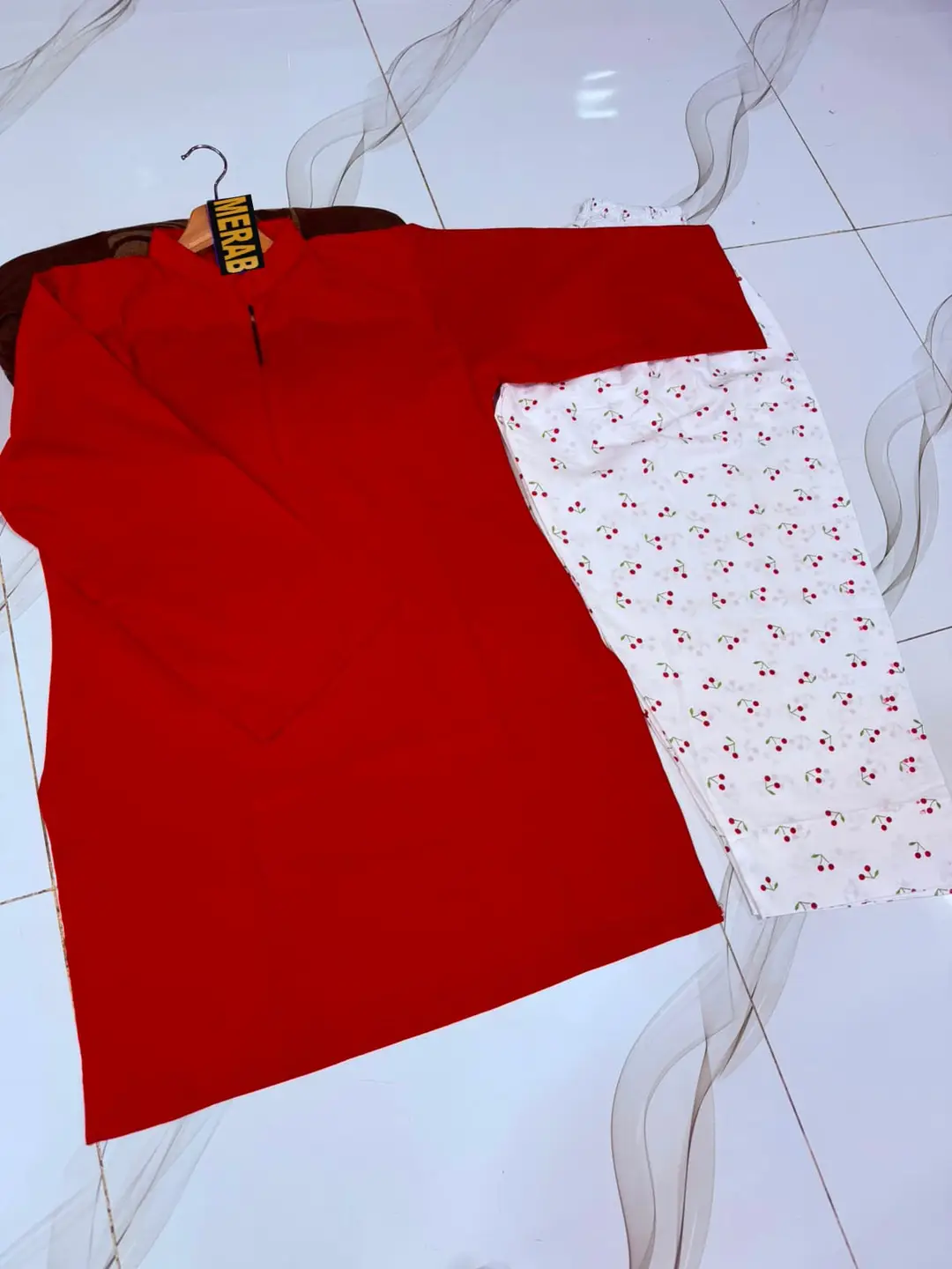 2 Pcs Women's Stitched Cotton Plain Shirt And Trouser