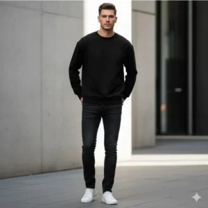 Men’s Black Fleece Sweatshirt Winter Casual Wear Pakistan