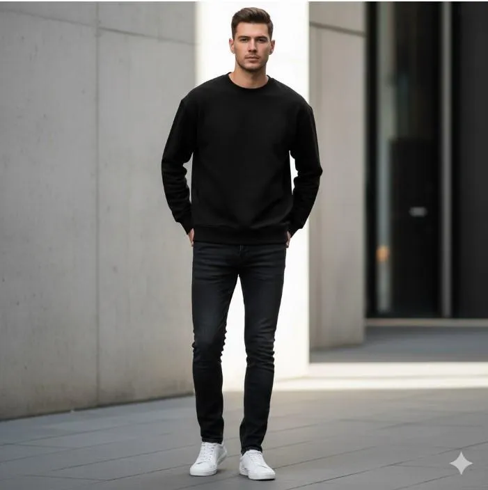 Men's Black Fleece Sweatshirt Winter Casual Wear Pakistan