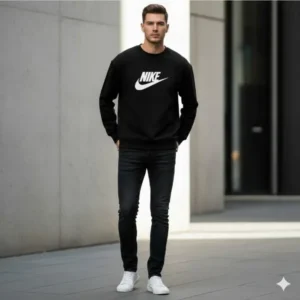 Men’s Black Printed Fleece Sweatshirt XL to XXL