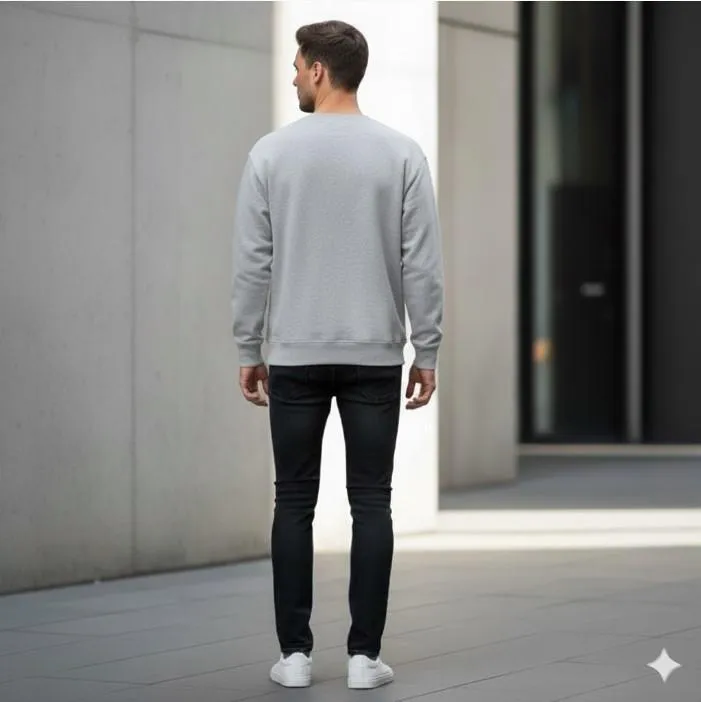 Men Fleece Printed Sweatshirt Grey Winter Warm Pakistan