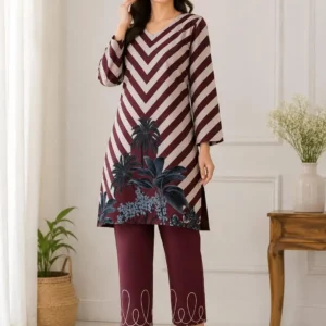 2 Pcs Women’s Stitched Doria Lawn Printed Shirt And Trouser