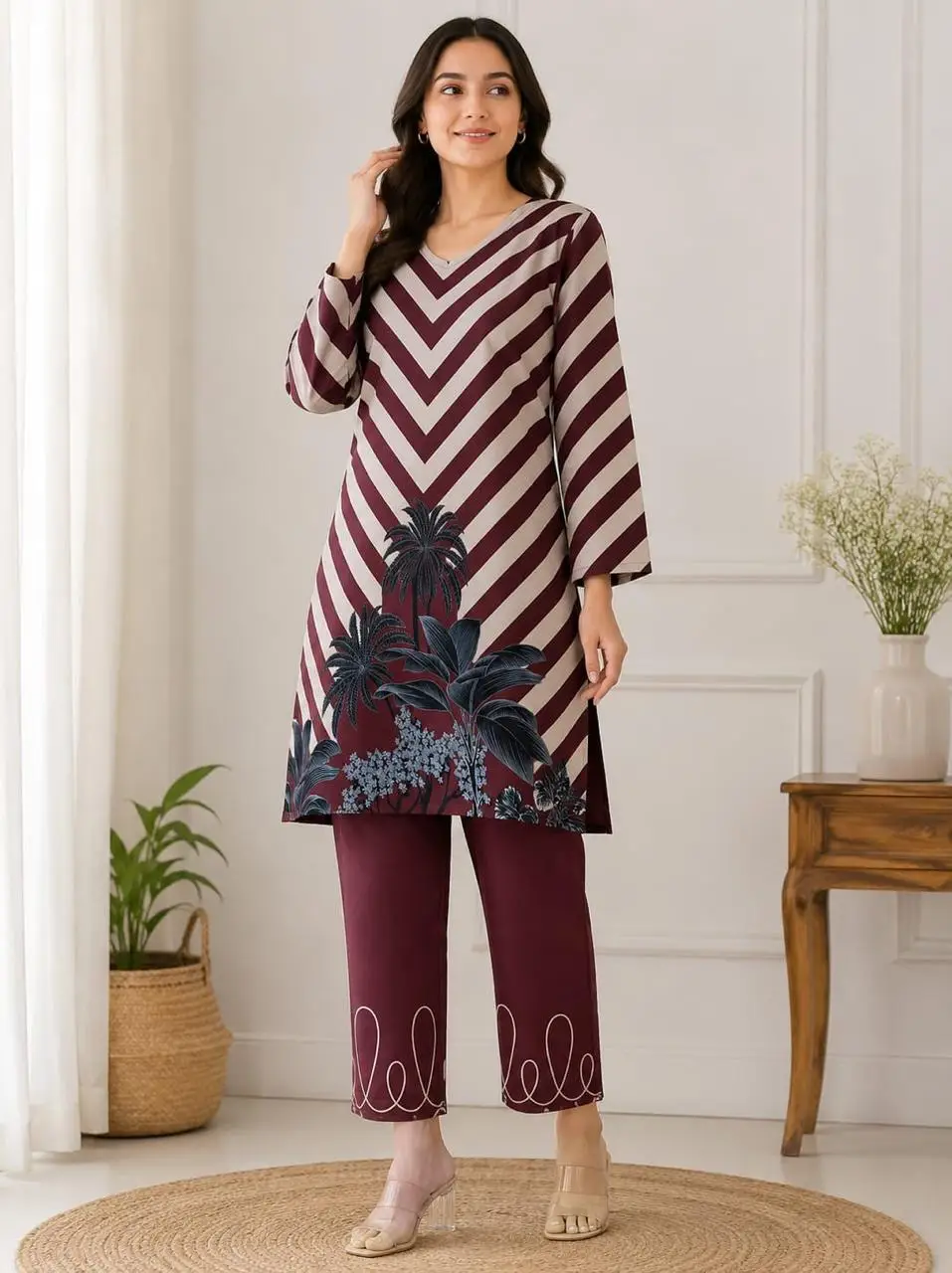 2 Pcs Women's Stitched Doria Lawn Printed Shirt And Trouser