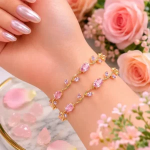 Golden Base Pink Trending Tulip Braclet QWJ-187
