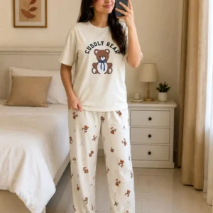 2 Pcs Women’s Stitched Jersey Printed Night Suit