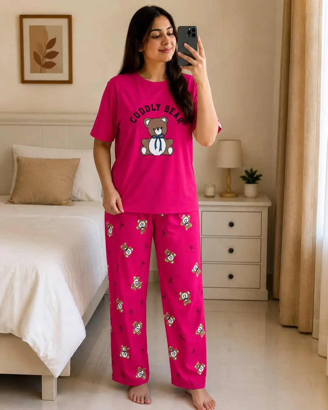 2 Pcs Women's Stitched Jersey Printed Night Suit