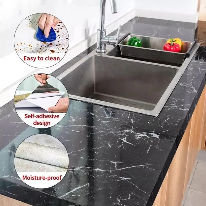 Black & White Marble Sheet for Kitchen Countertops