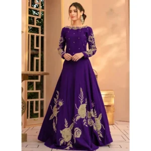 Purple Shamoz Silk Maxi Suit for Eid Wedding Party