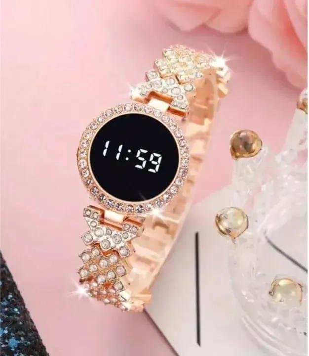 Luxury Digital Watch with Crystal Accents for Women