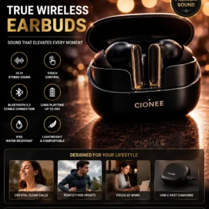 GIONEE True Wireless Earbuds Bluetooth 5.3 – ENC Noise Reduction, Hi-Fi Stereo Sound, Touch Control, USB-C Fast Charging, IPX5 Waterproof