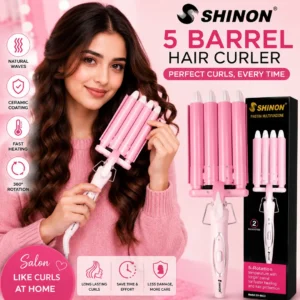SHINON 5 Barrel Hair Waver Curling Iron | Professional Ceramic Hair Curler | Fast Heating Hair Styling Tool