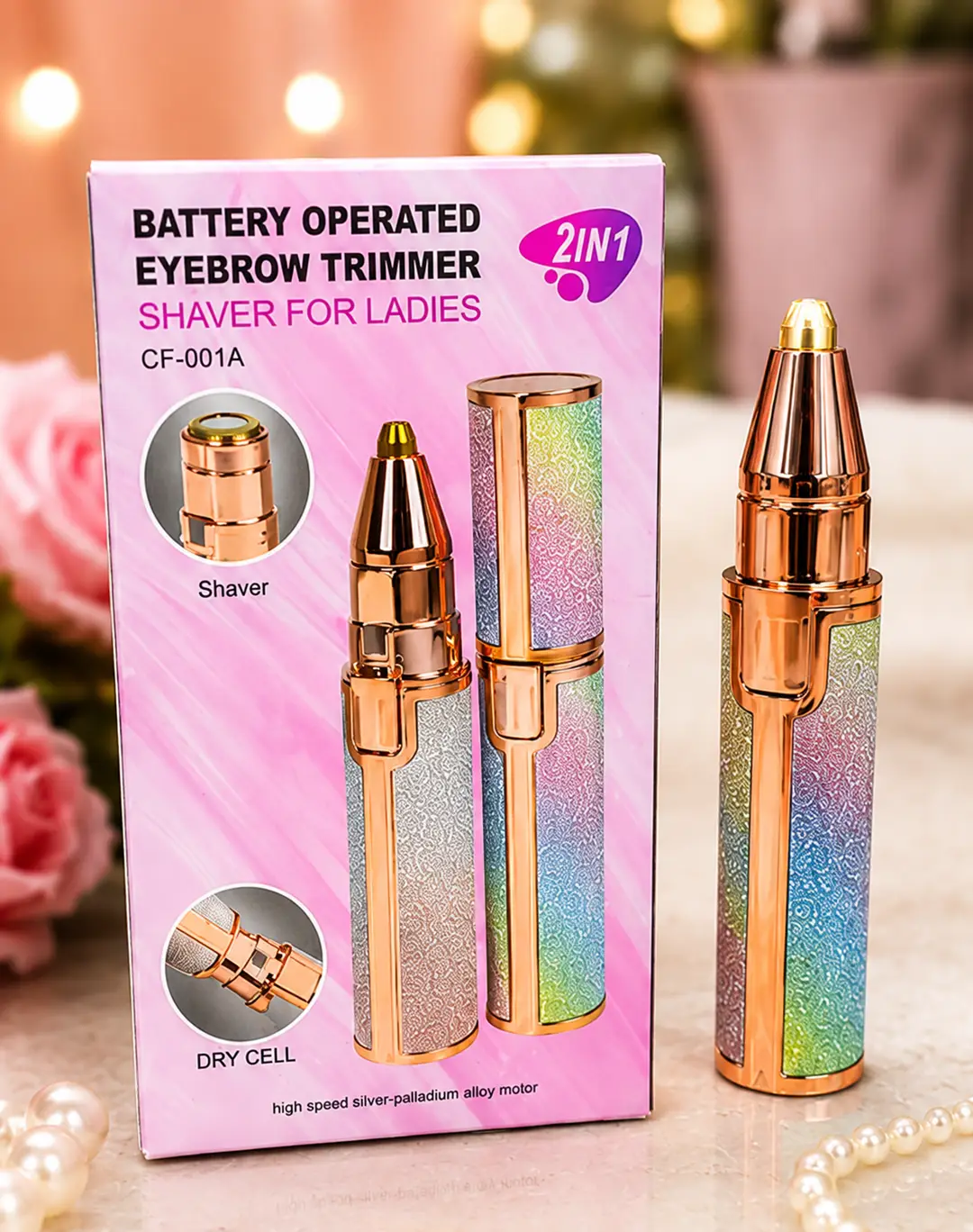 2 in 1 Battery Operated Eyebrow Trimmer & Facial Hair Remover for Women - CF-001A