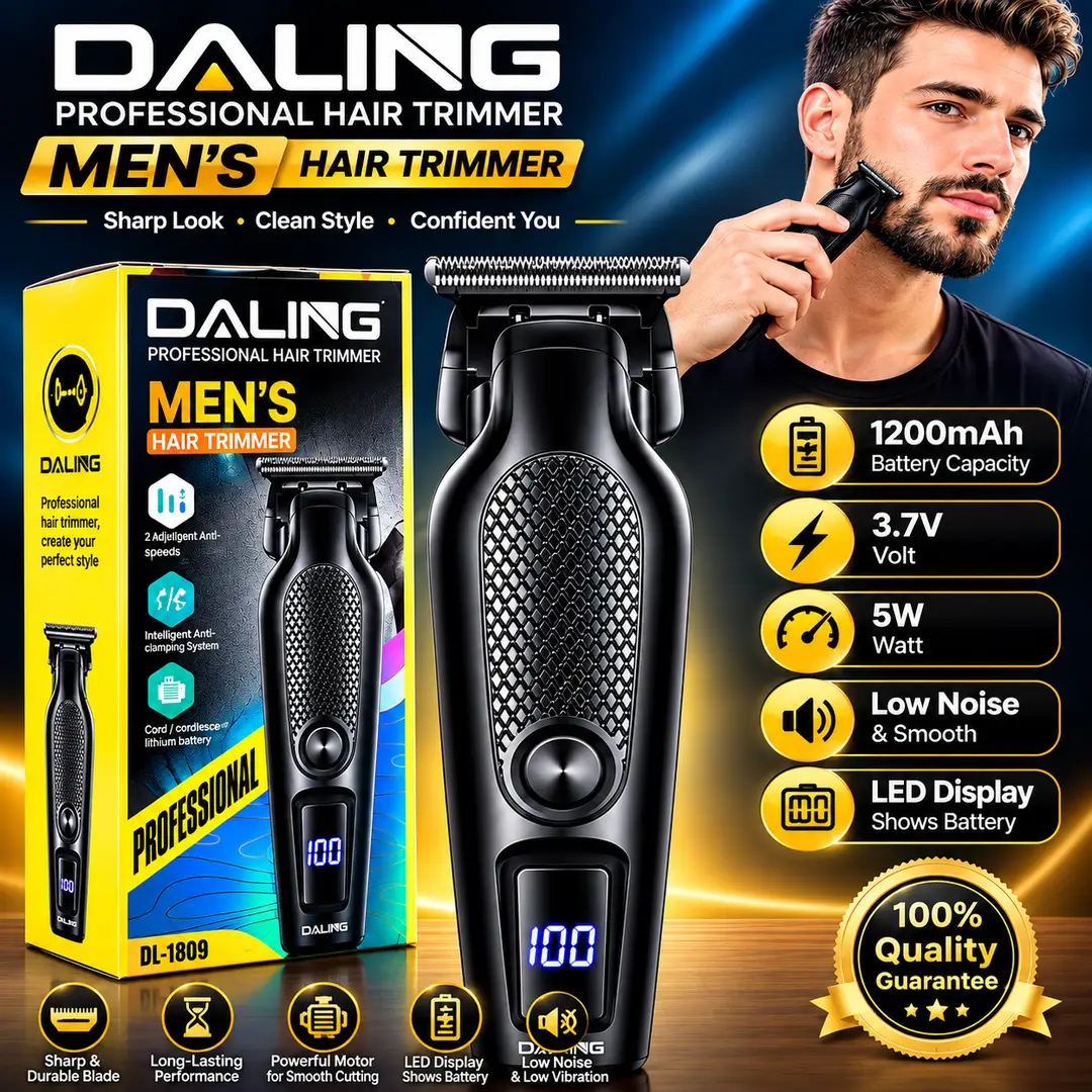DALING DL-1909 Professional Hair Trimmer for Men | Cordless Rechargeable Hair & Beard Trimmer with Digital Display