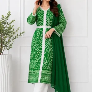 3Pcs Women’s Stitched Lawn Digital Print Suit Maxi with Embroided Trousers