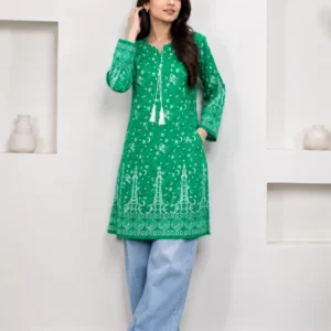 1 Pc Women’s Stitched Arabic Lawn Block Printed Shirt Azadi Special