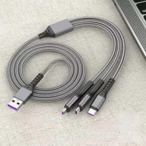 New 6A 100W 3 in 1 Fast Charging Cable Micro USB Type-C IOS Android Charger Cable for iP Phone Cable