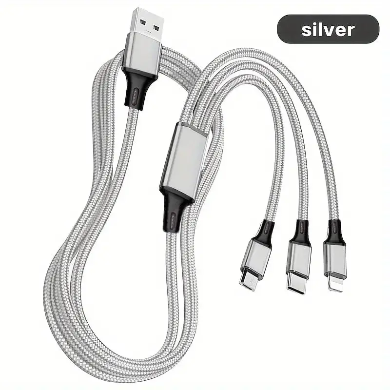 New 6A 100W 3 in 1 Fast Charging Cable Micro USB Type-C IOS Android Charger Cable for iP Phone Cable