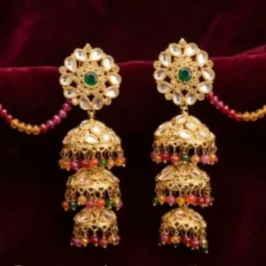 Bridal Gold Plated Crystal Jhumka