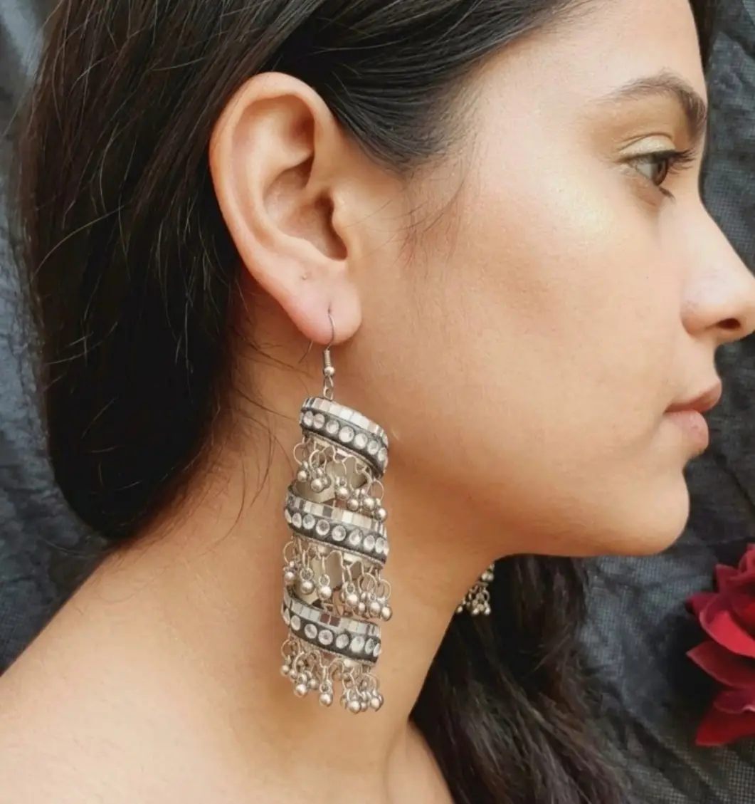Funky Silver Plated Crystal Dangling Earrings