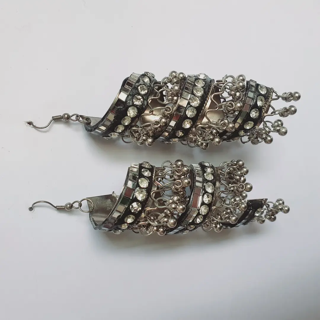 Funky Silver Plated Crystal Dangling Earrings