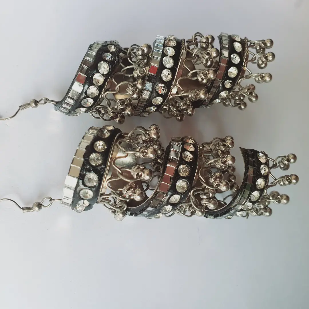 Funky Silver Plated Crystal Dangling Earrings