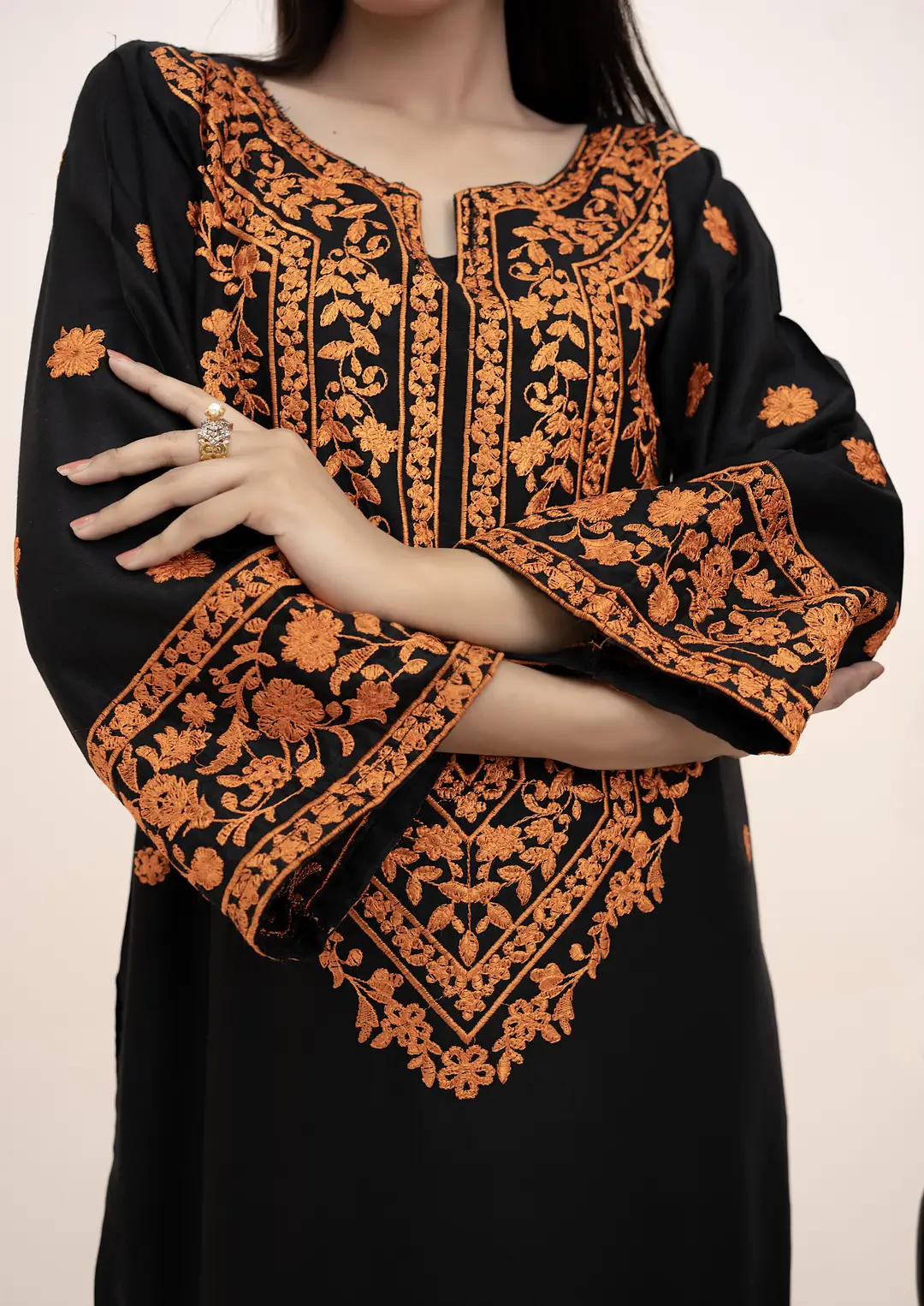 2 Pcs Women's Stitched Arabic Lawn Embroidered Shirt And Trouser