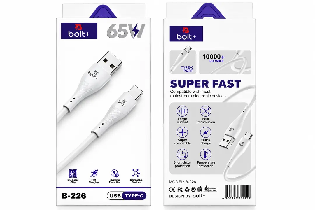 1Meter 65W USB to Type-C Fast Charging Cable | PD Fast Charge | Data Sync Cable for Android Devices
