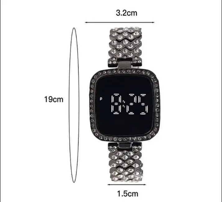 Digital Display Women's Bracelet Square Touch Watch