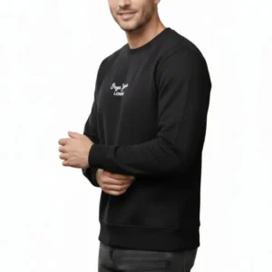 Men Black Embroidered Fleece Sweatshirt Medium to XL