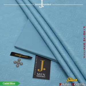 Cadet Blue Textured Cotton Suit Fabric for Men
