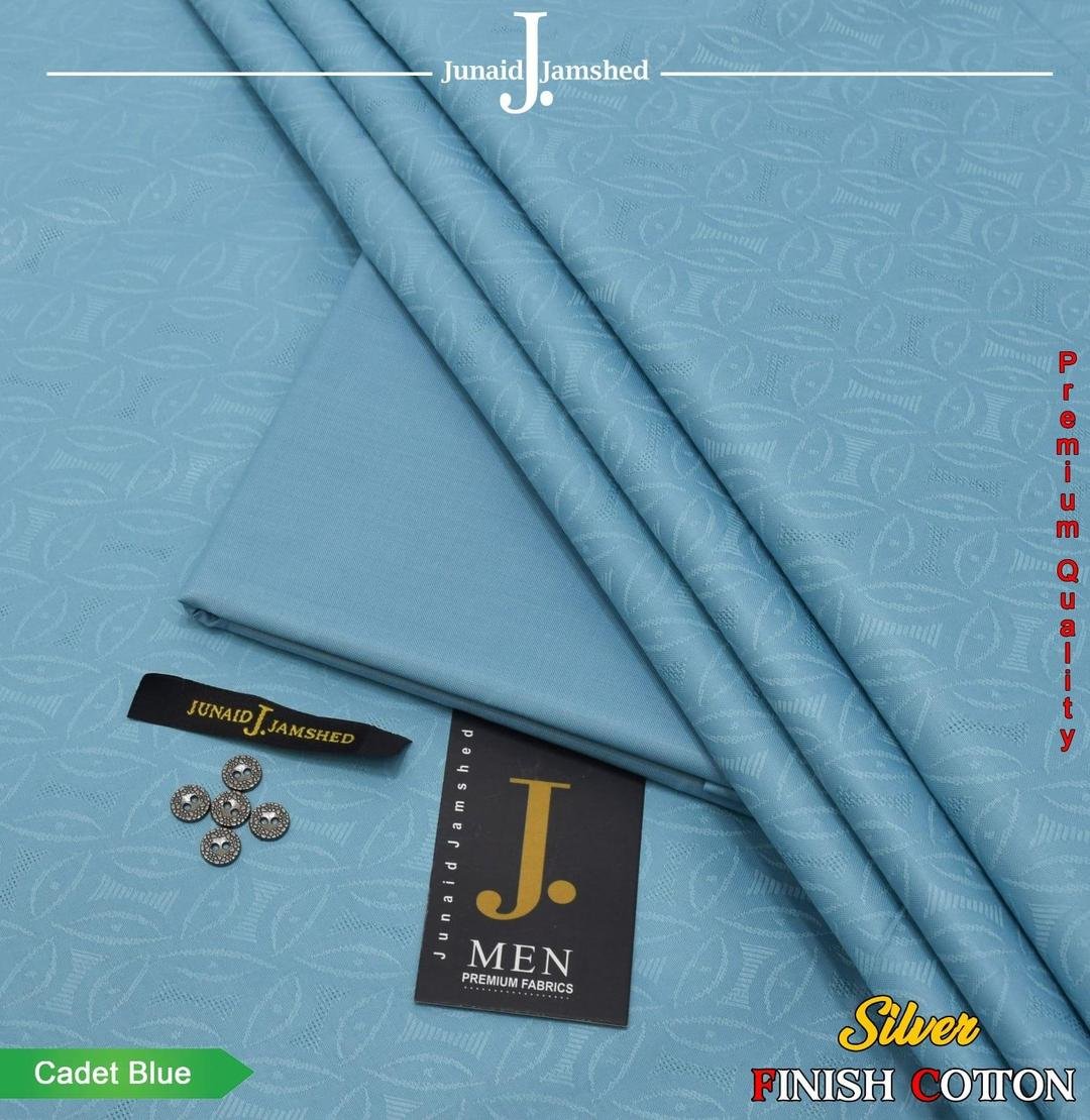 Cadet Blue Textured Cotton Suit Fabric for Men