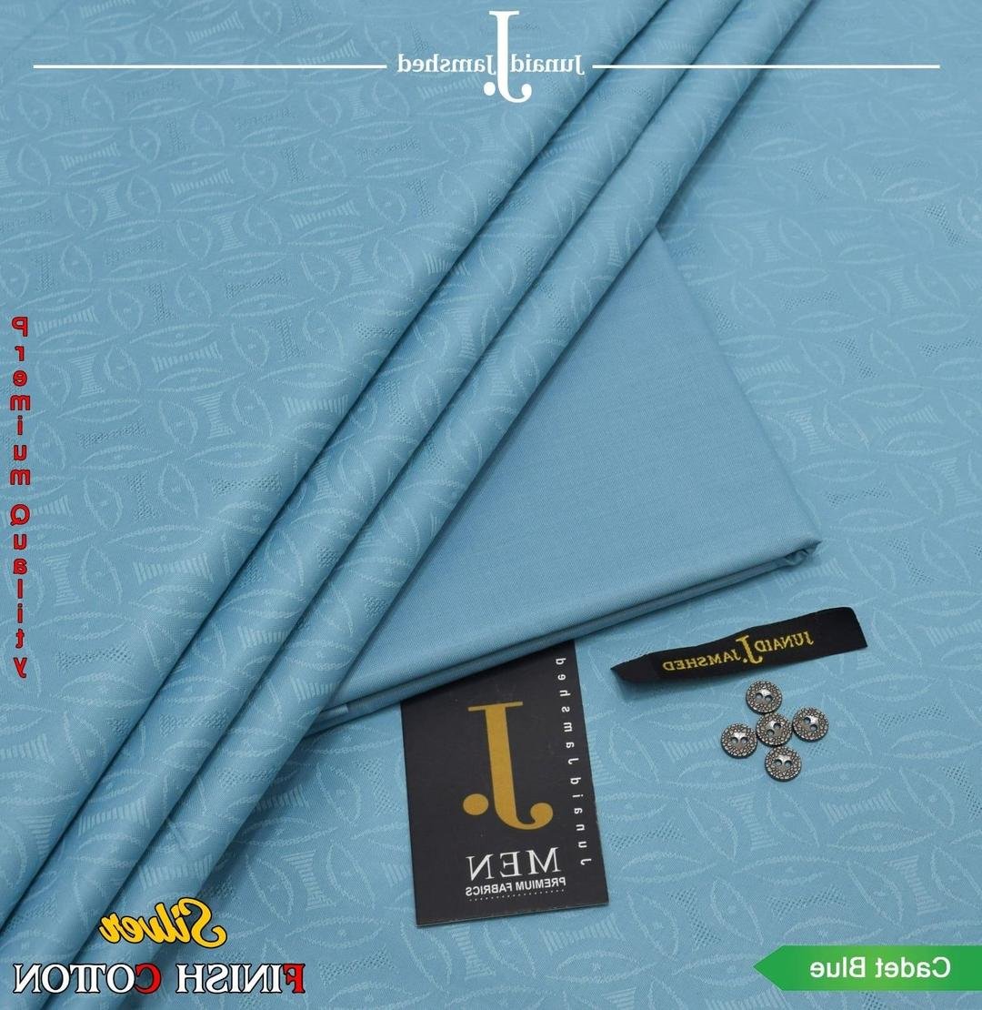 Cadet Blue Textured Cotton Suit Fabric for Men