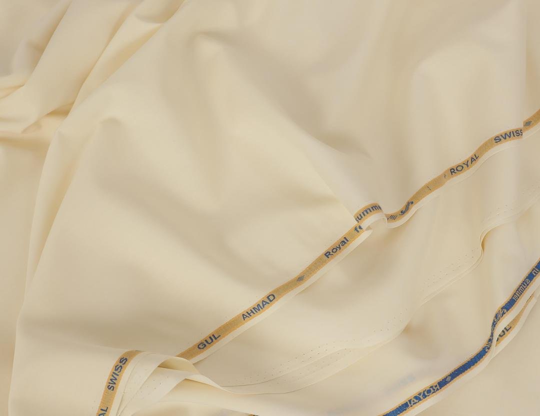 Royal Swiss Unstitched Suit Fabric Off-White Lightweight