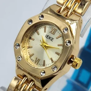 Women’s Gold Octagonal Watch with Diamond Accents