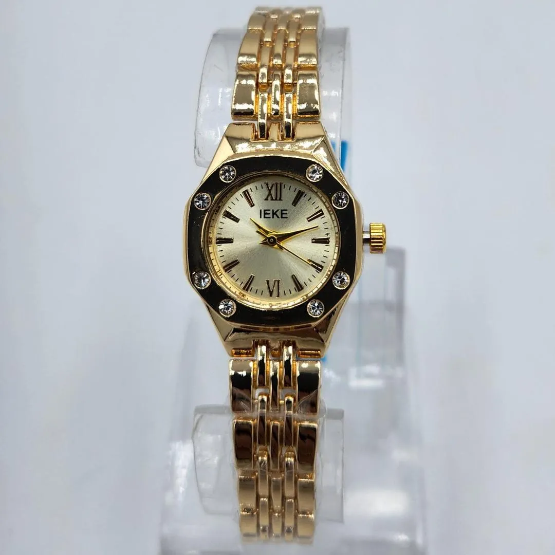 Women's Gold Octagonal Watch with Diamond Accents