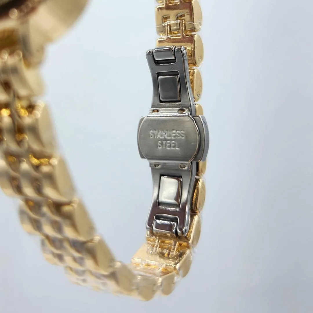 Women's Gold Octagonal Watch with Diamond Accents