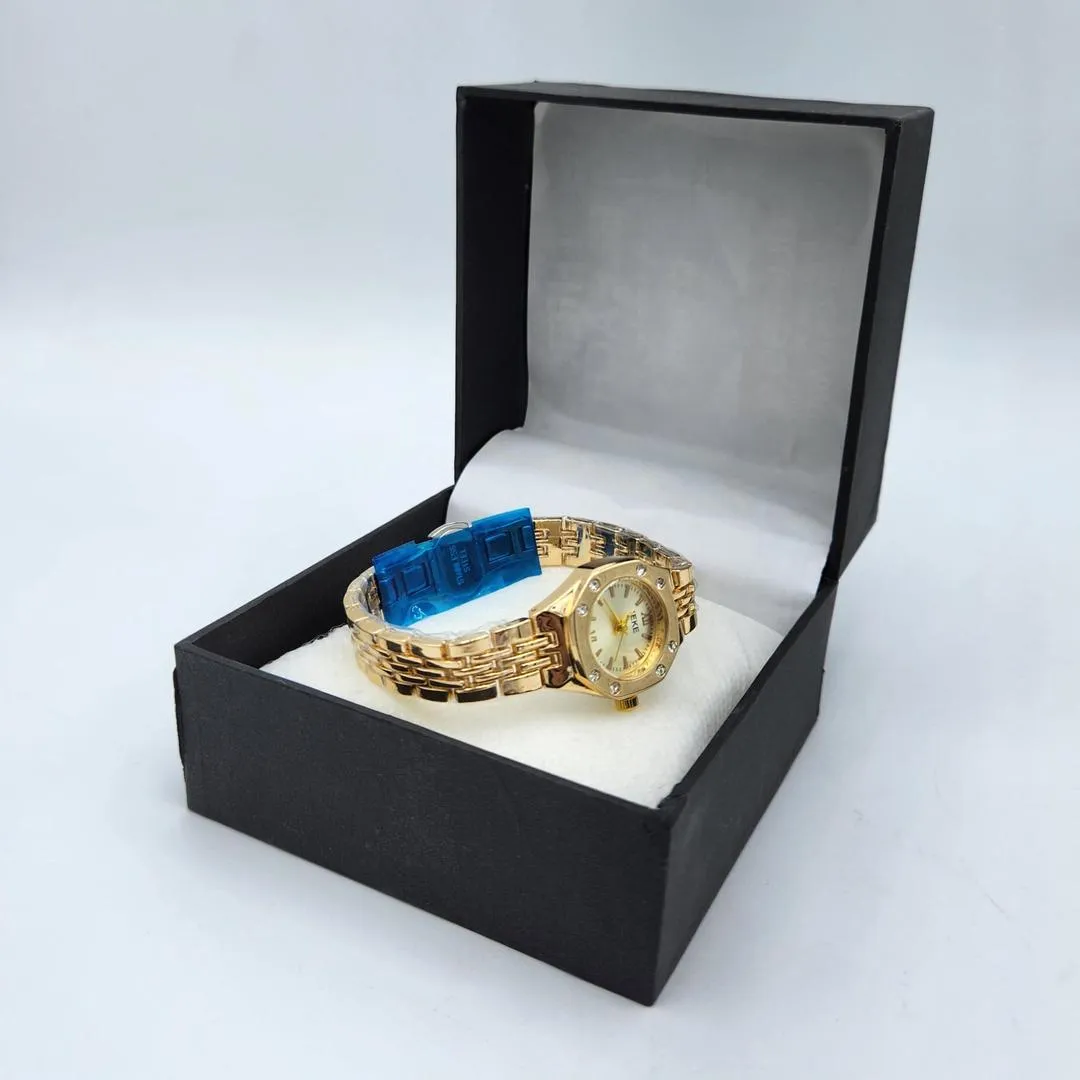 Women's Gold Octagonal Watch with Diamond Accents