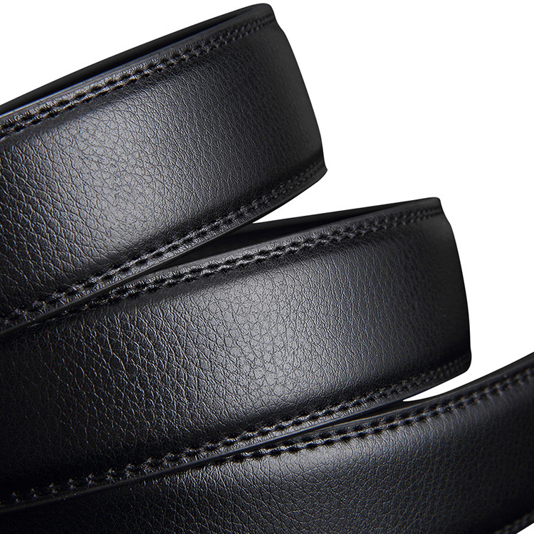 Men Leather Automatic Buckle Belt Black